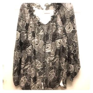 Sheer black and white Susan Graver top